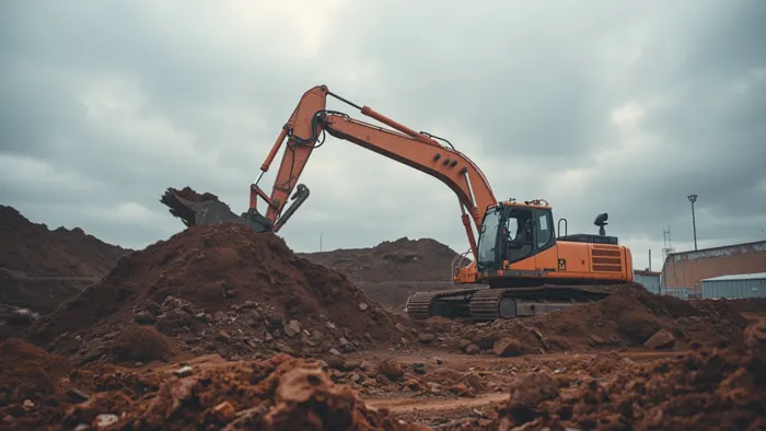 Excavadora moviendo tierra